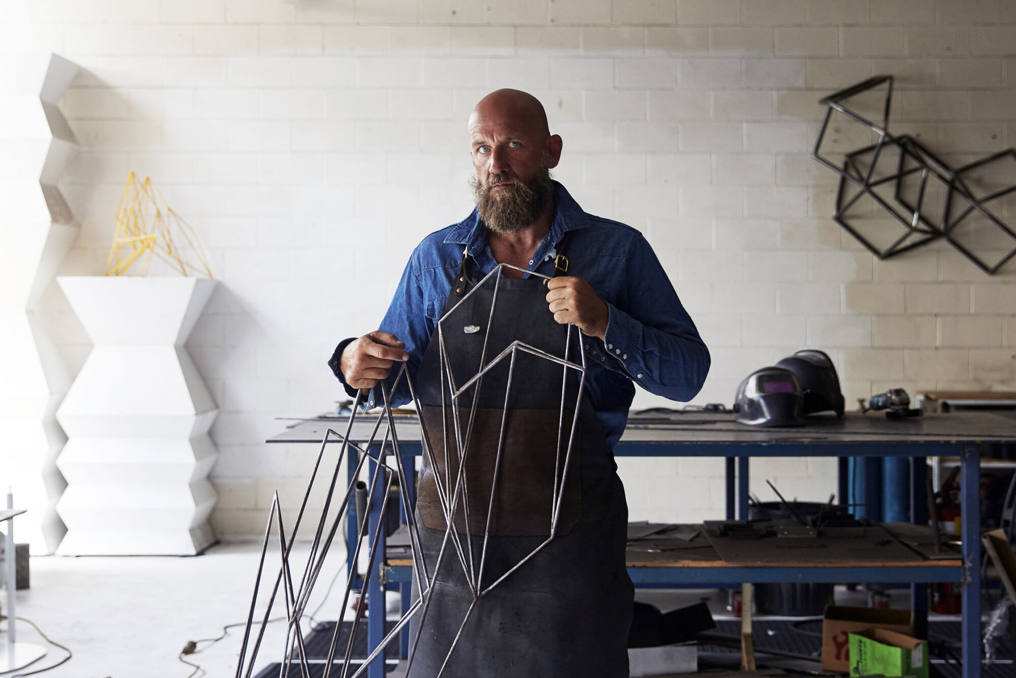 Geometric abstraction forms the basis of modern sculptor Dion Horstmans' labor-intensive work